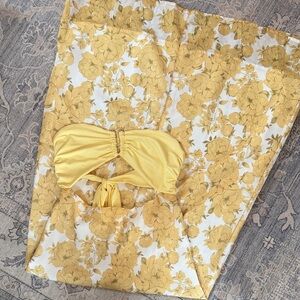 Yellow Floral Bandeau Maxi Dress